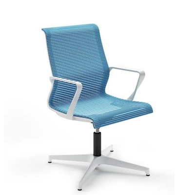Fauteuil visiteur ou réunion DYNAMICA, Résille bleue, structure blanche.