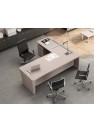 Bureau droit X10 avec retour sur caisson, finition Orme