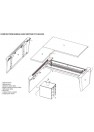 Bureau droit X10 avec retour sur caisson, schéma technique