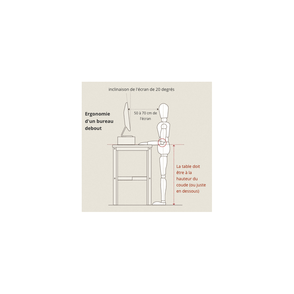 Bonne position ergonomique pour le travail debout