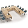 Configuration en U, angles droits, voile de fond mélamine (option)