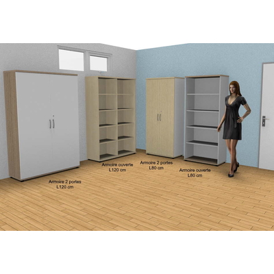 Armoire haute YOGI, hauteur 183 cm. Modèle avec ou sans porte.