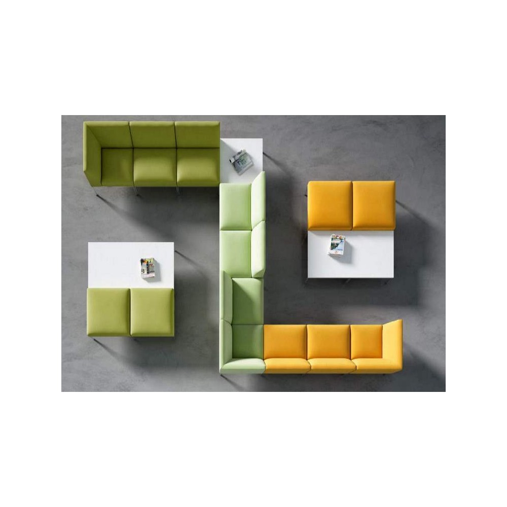 Banquette ASTRO : quelques configurations avec tables basses