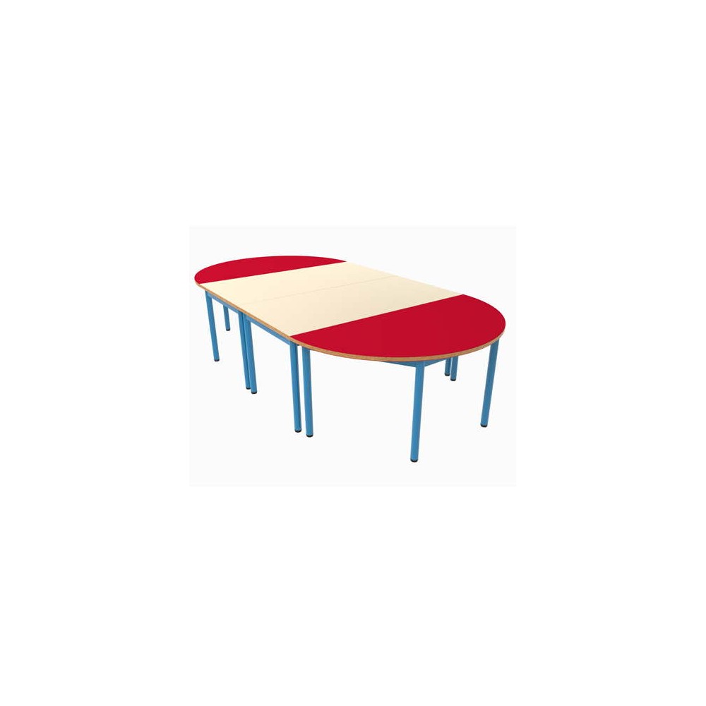 Composition avec 2 tables 1/2 lune et une table rectangle