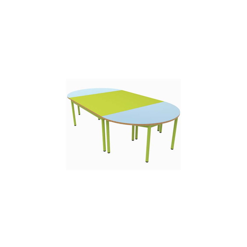 Composition avec 2 tables 1/2 lune et une table rectangle