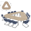 Configuration triangulaire : 3 plans 180 cm, 3 angles 120°