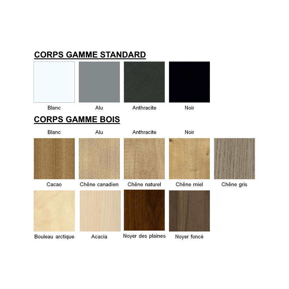 Armoire YOGI, nuancier du corps (côtés, fond, tablettes)