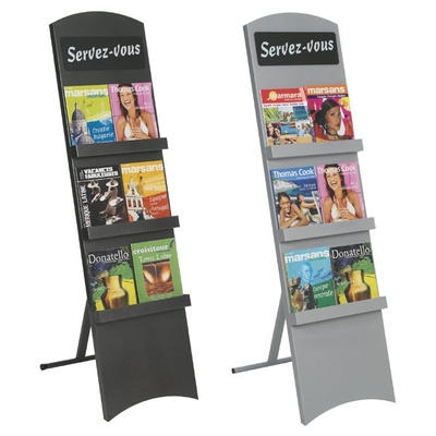 Présentoir multifonctions BLACK-LINE, avec pancarte 14x40 cm amovible "Servez vous"