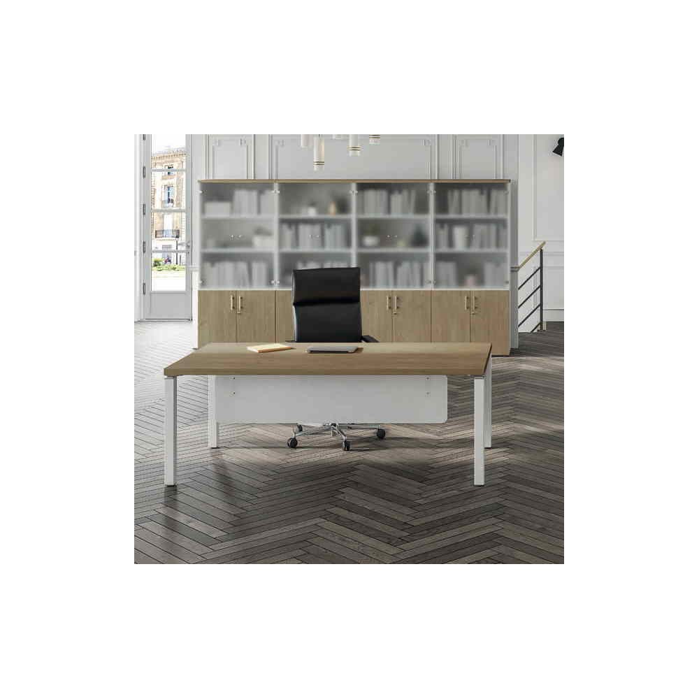 Bureau droit X'PRIM-MANAGER avec voile de fond (option)