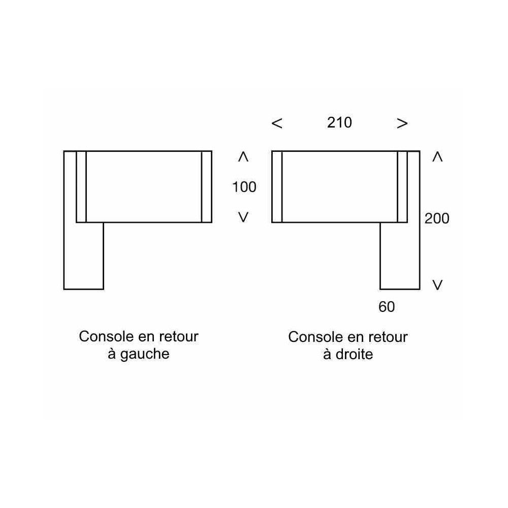Bureau STILY, retour sur console : dimensions