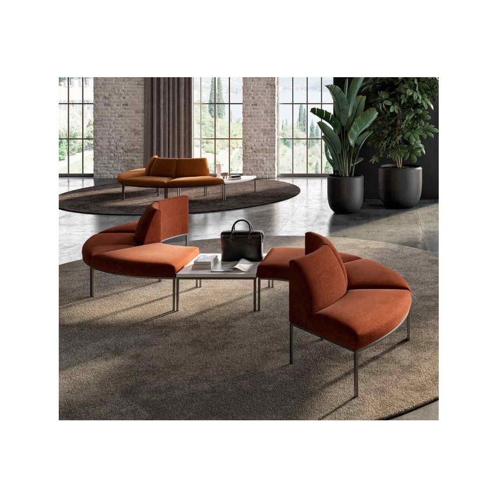 Accueil ASTRO, une table droite reliant 2 ensembles courbes.