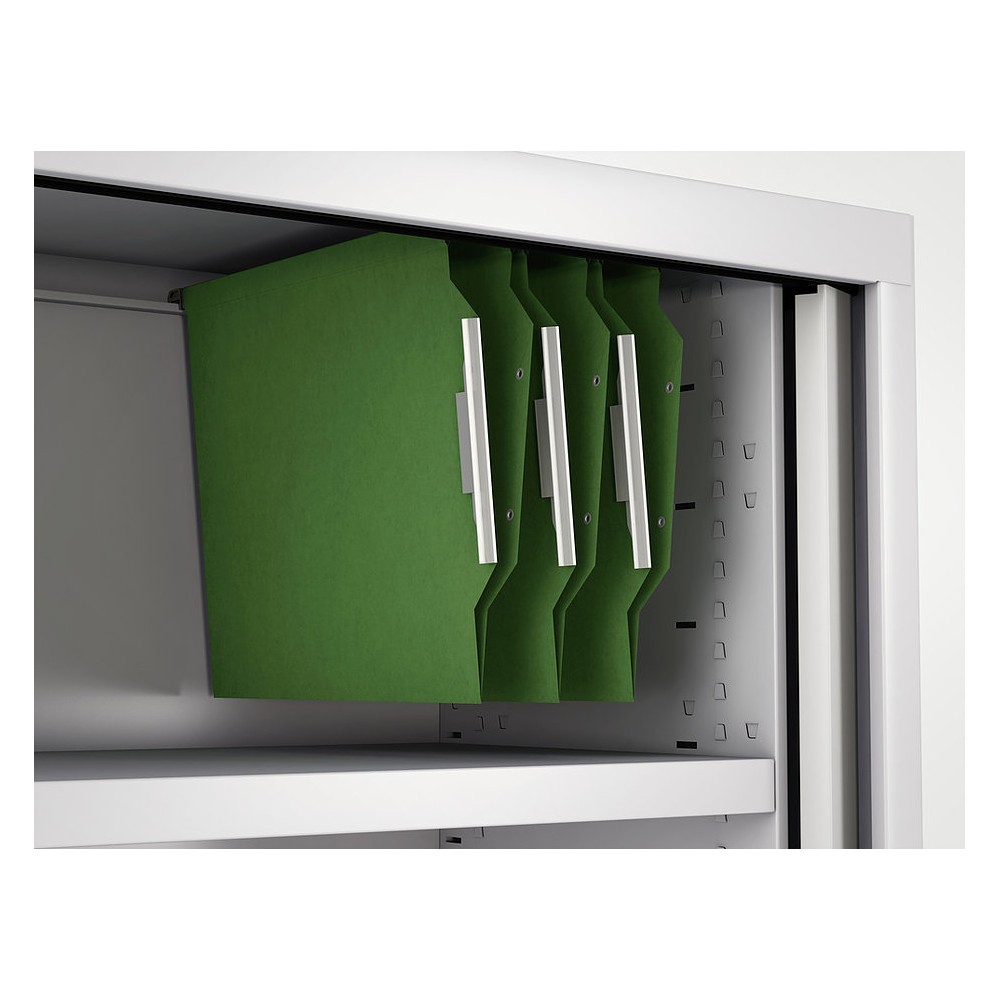 Accrochage des dossiers suspendus sous les tablettes