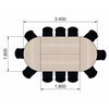 Table INEO 12 places, forme ovale