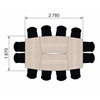 Table INEO 12 places, forme tonneau