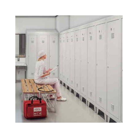 Vestiaires TASK, coloris gris clair, sur pieds
