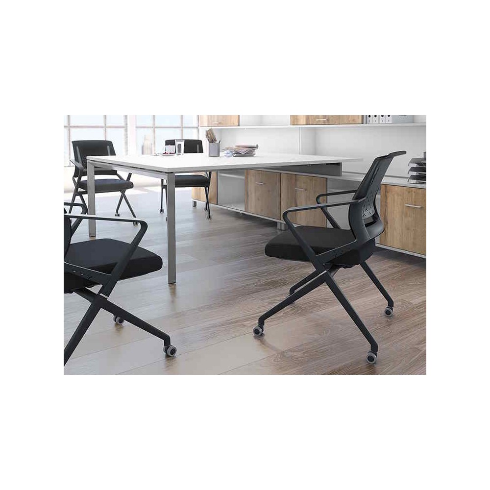 Chaise PLEASE, assise rabattable, structure noire