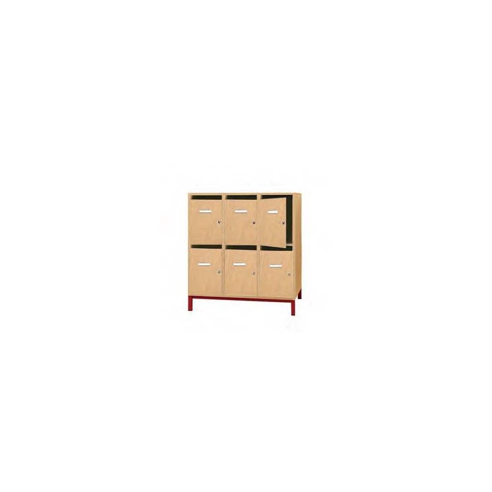 Meuble casier MORGANE, portes avec fente courrier, 6 cases.