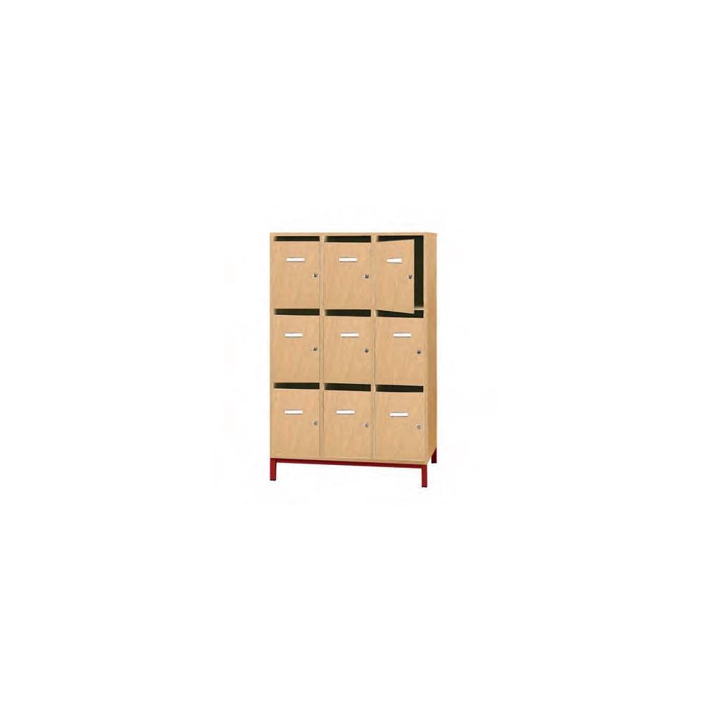 Meuble casier MORGANE, portes avec fente courrier, 9 cases.