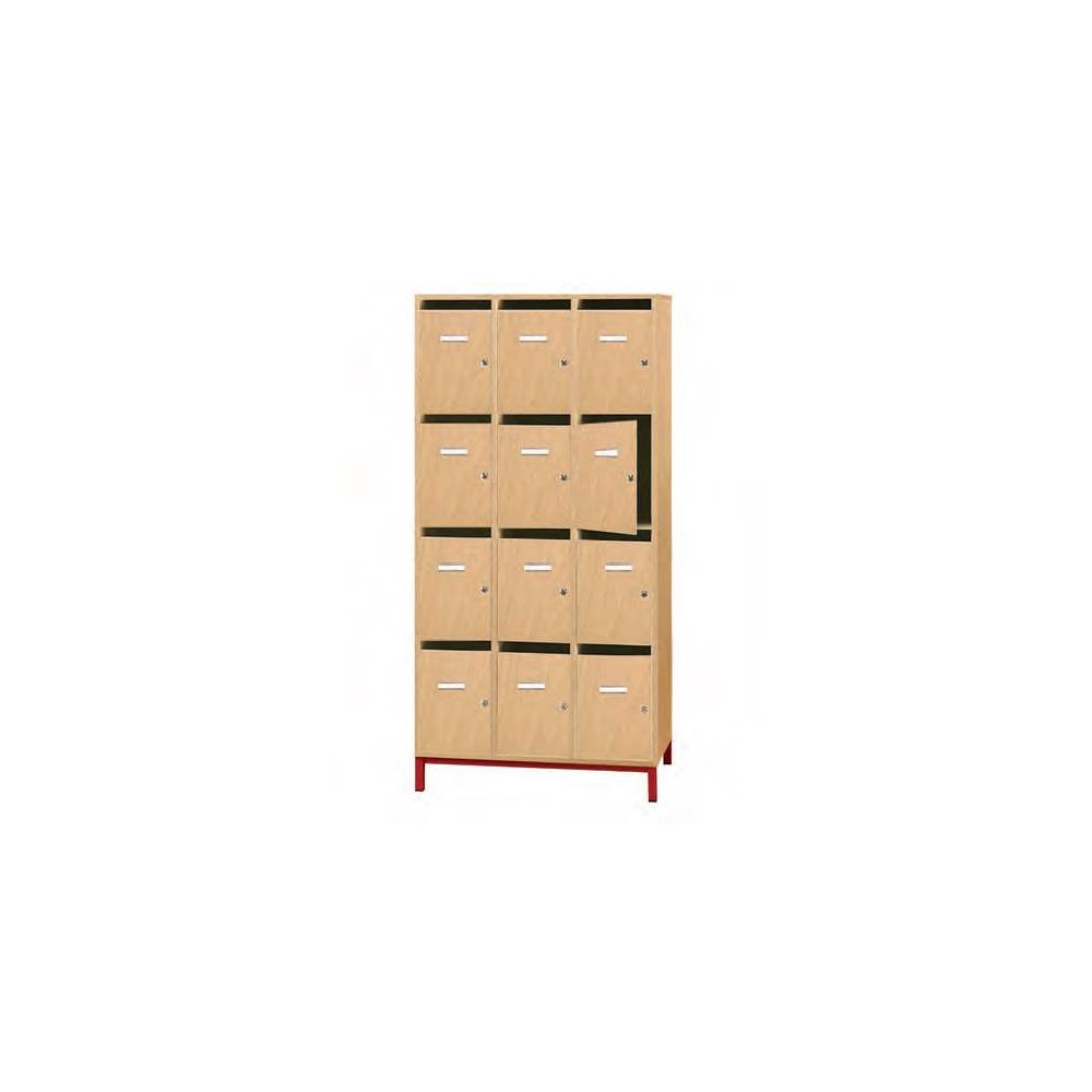 Meuble casier MORGANE, portes avec fente courrier, 12 cases.