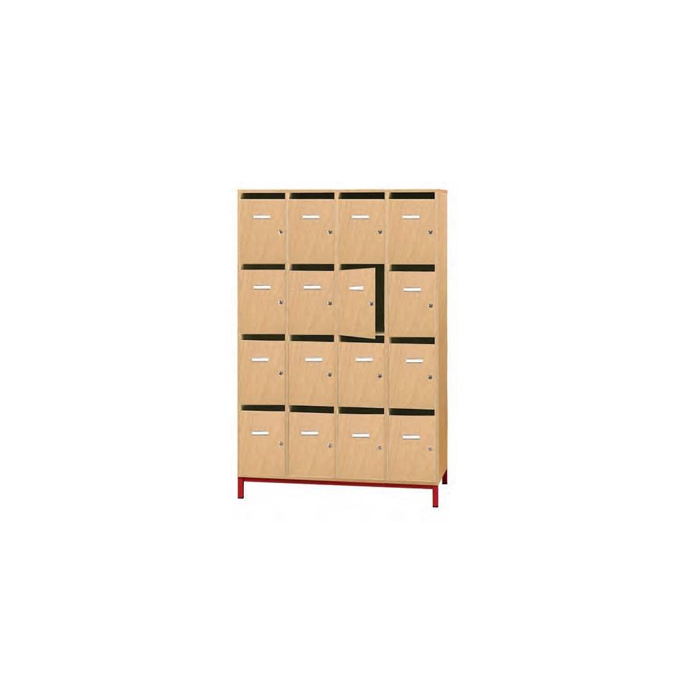 Meuble casier MORGANE, portes avec fente courrier, 16 cases.