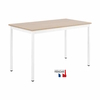 Table polyvalente MEET : plateau chêne, pieds blancs