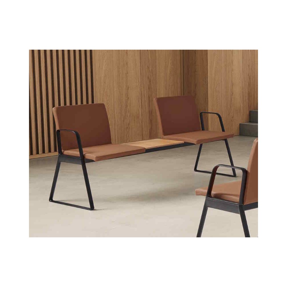 Banc poutre 2 places + tablette, accoudoirs d'extrémité (option)