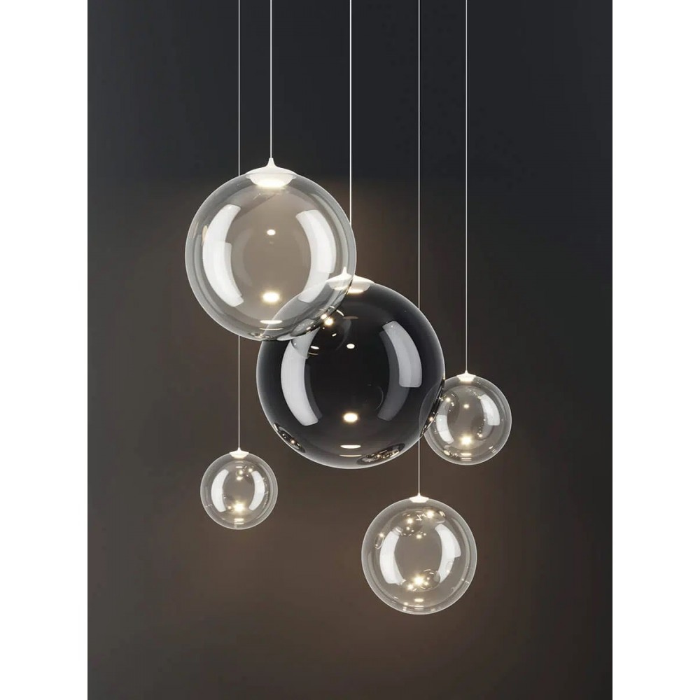 5 suspensions RANDOM, des bulles en verre soufflé