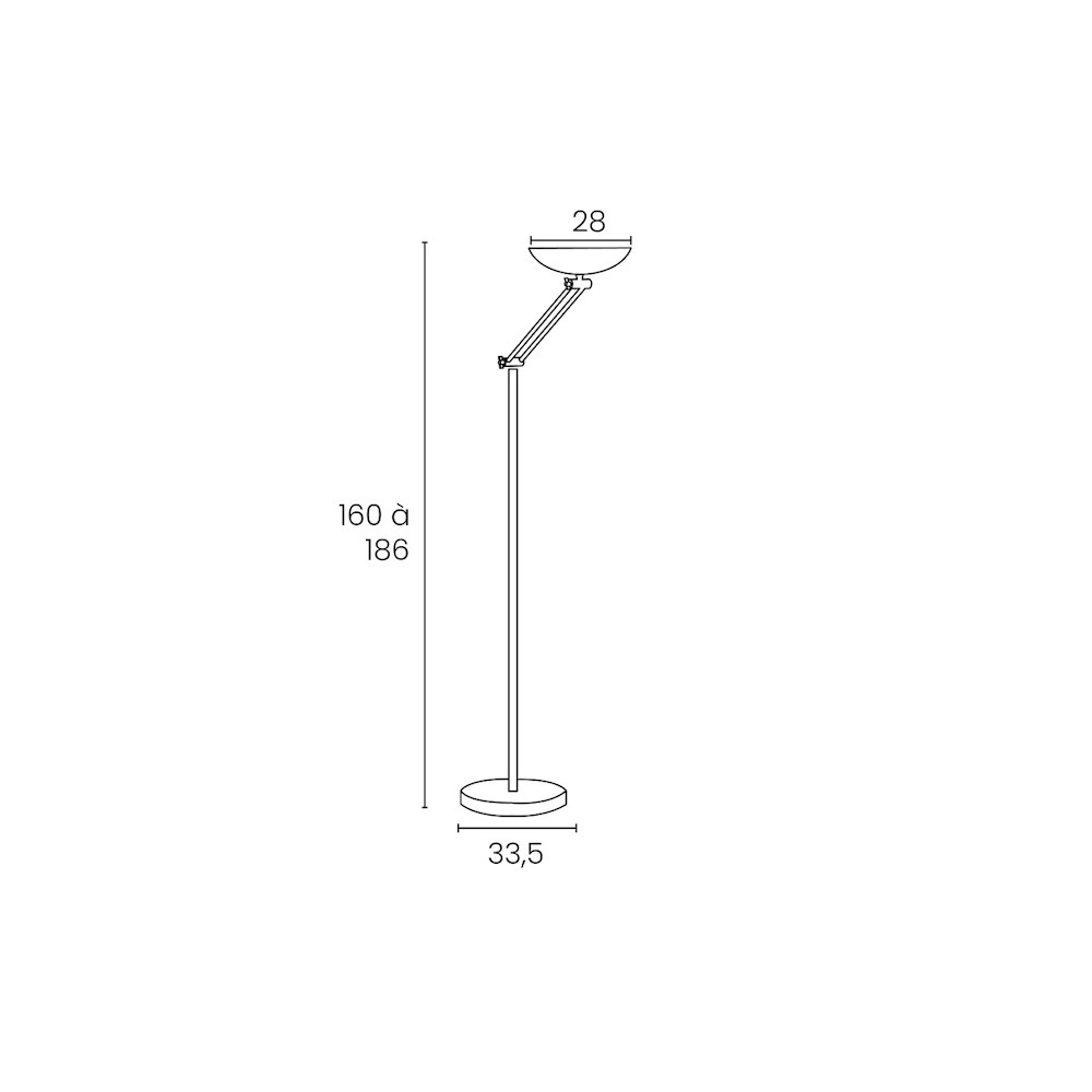 DELY, lampadaire led articulé : dimensions