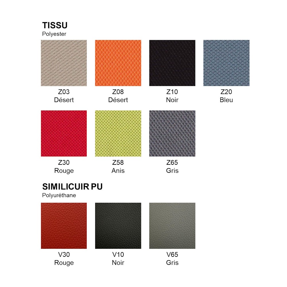 	TOOL, nuancier du tissu  ou similicuir de l'assise