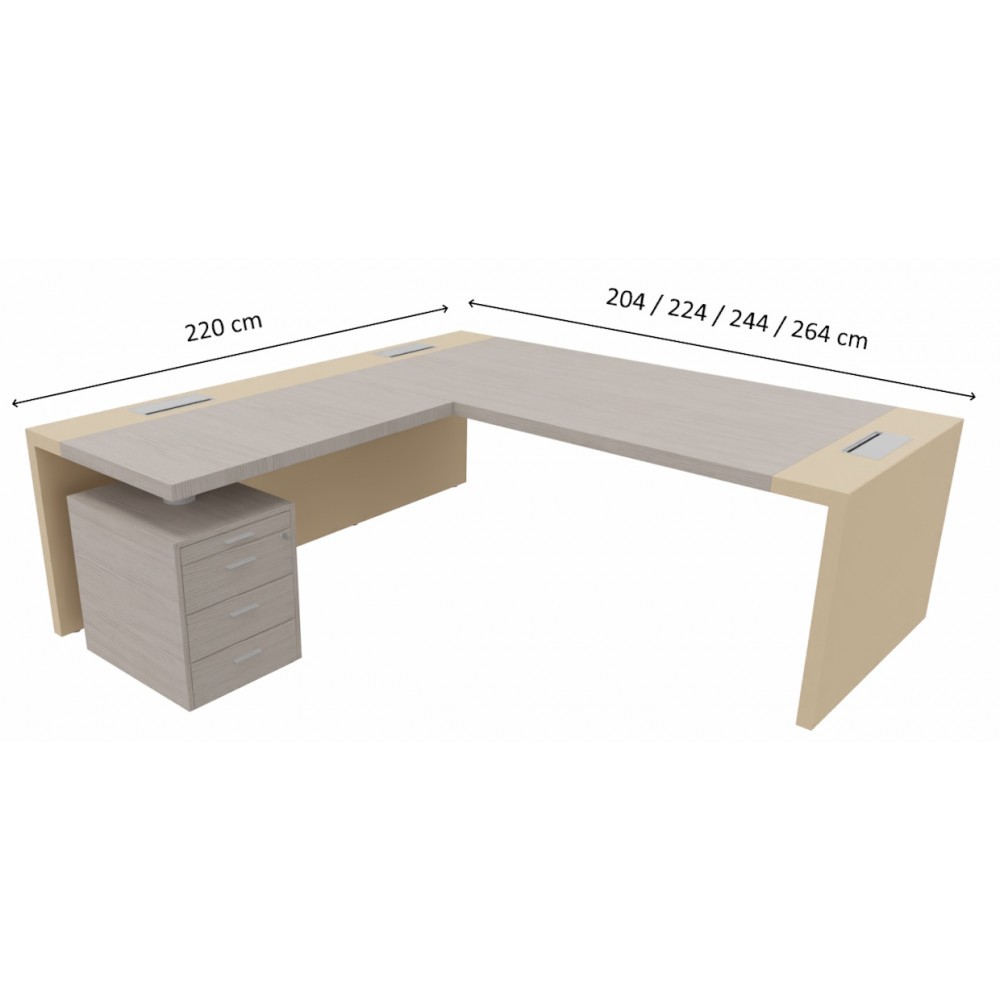 Bureau e-10 avec retour, les dimensions