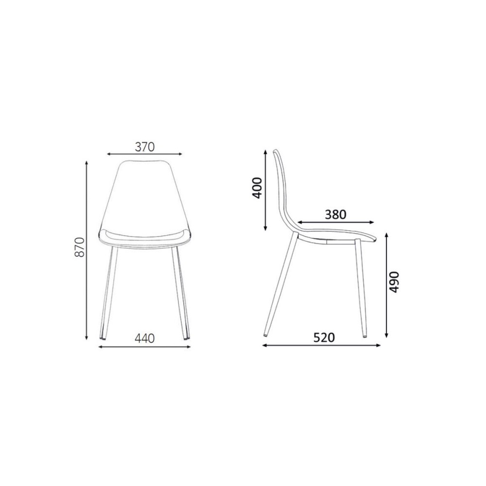 Chaise CHIARA, dimensions
