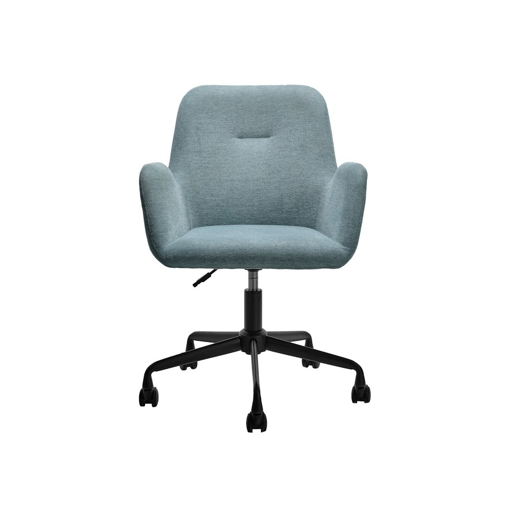 Fauteuil LILIA, réunion ou télétravail, tissu turquoise chiné