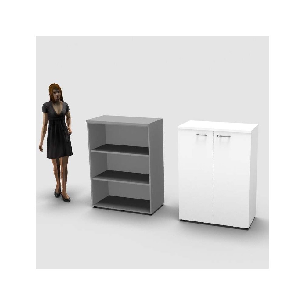 Armoire mi-haute IDEA, H131 cm, 2 tablettes réglables